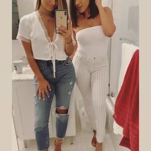 Princess Polly White Tie Crop Top